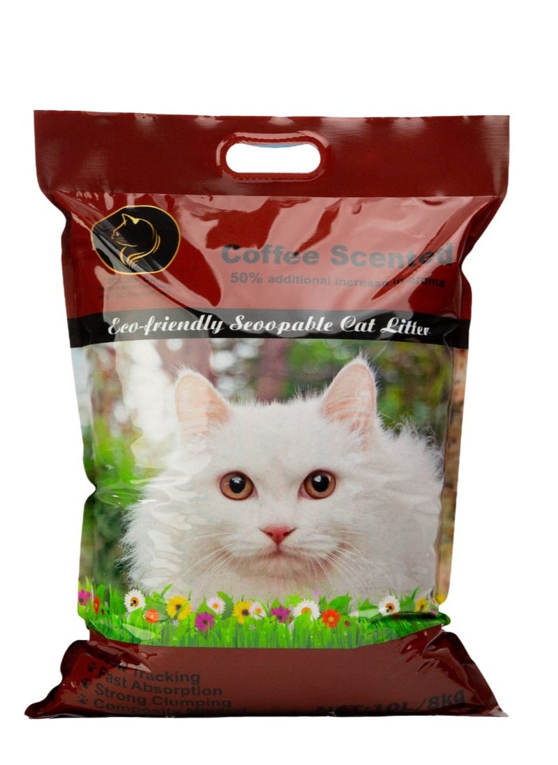 GOLDEN CAT - Cat Litter,Clumping 10 L 100% Natural Bentonite,Dust Free,Forever Fresh, Pet-Friendly, Fighting with Odors Marseille, Coffee Scented - Image 1