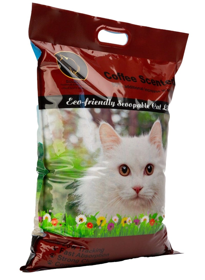 GOLDEN CAT - Cat Litter,Clumping 10 L 100% Natural Bentonite,Dust Free,Forever Fresh, Pet-Friendly, Fighting with Odors Marseille, Coffee Scented - Image 1