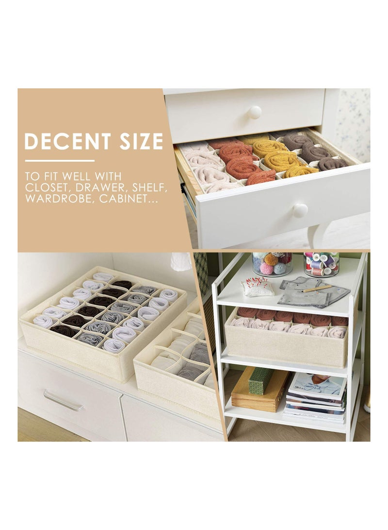 MIXDE 3 Pack Organizer Dividers, 64 Cell Fabric Foldable Cabinet Closet Organizers and Storage Boxes for Storing Socks, Underwear, Ties - Image 3