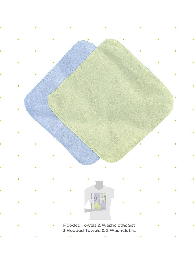 Spasilk Hooded Terry Bath Towel with Washcloths, Whale Blue, 2-Count - Image 2