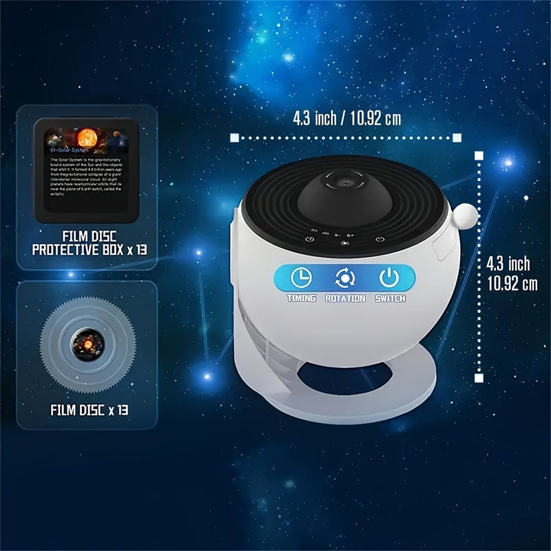 جهاز عرض نجوم على شكل مجرة، ضوء ليلي أبيض، يعمل عبر USB، يدور بزاوية 360 درجة، مصباح سماء مرصعة بالنجوم لغرفة النوم والسقف، ديكور منزلي، هدية رومانسية - Image 2