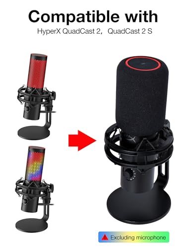 SUNMON QuadCast 2 Mic Pop Filter, Mic Windscreen Compatible with HyperX QuadCast 2 Microphone - Mic Foam Noise Reduction,Improved Sound Quality - Image 2