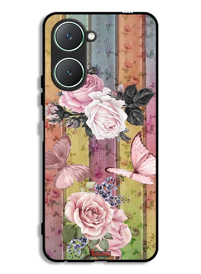 Tolwak Vivo Y18i 4G Protective Case Cover Peach Butterflies And Roses - Image 1