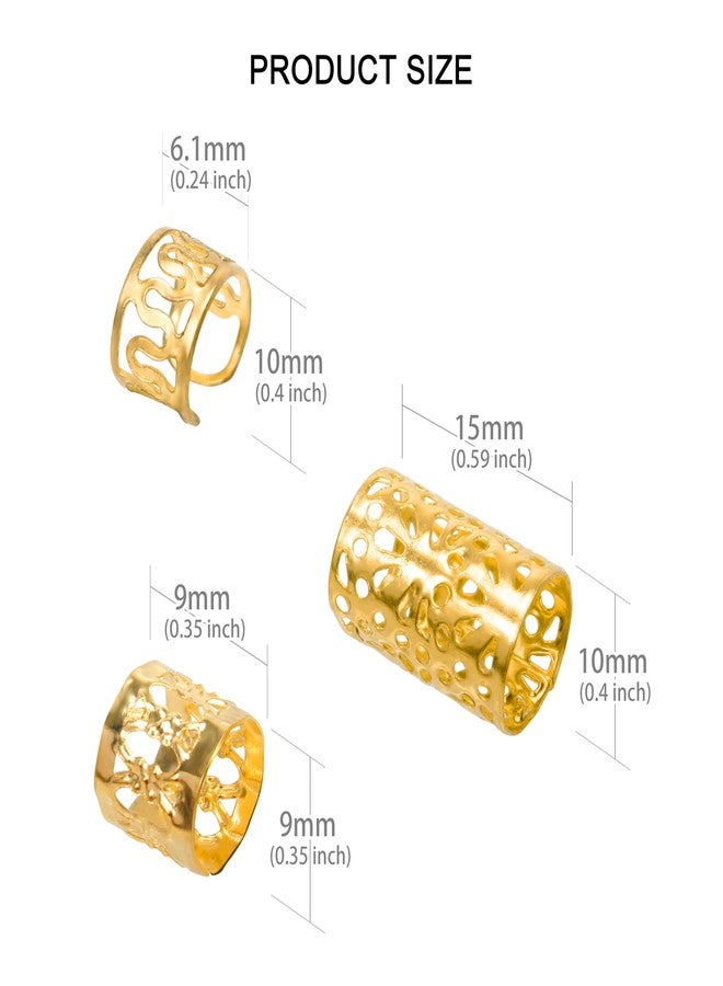 Ryalan 120 PCS Gold Dreadlock Beads Hair Jewelry Braids Accessories for Goddess Locs Crochet Passion Twist Hair Rings Soft Metal Adjustable Braiding Cuffs (120Pcs, Gold) - Image 4