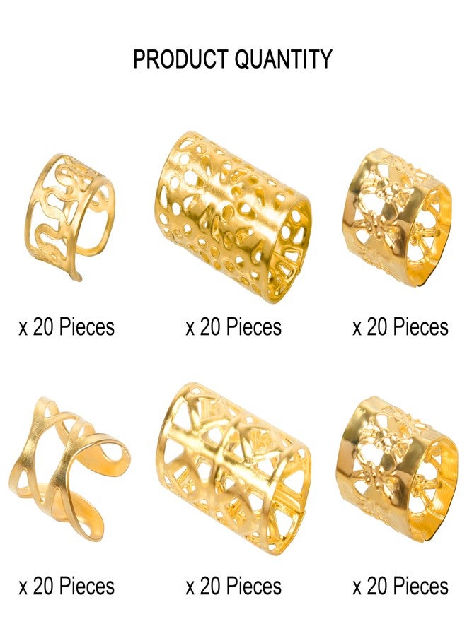 Ryalan 120 PCS Gold Dreadlock Beads Hair Jewelry Braids Accessories for Goddess Locs Crochet Passion Twist Hair Rings Soft Metal Adjustable Braiding Cuffs (120Pcs, Gold) - Image 2