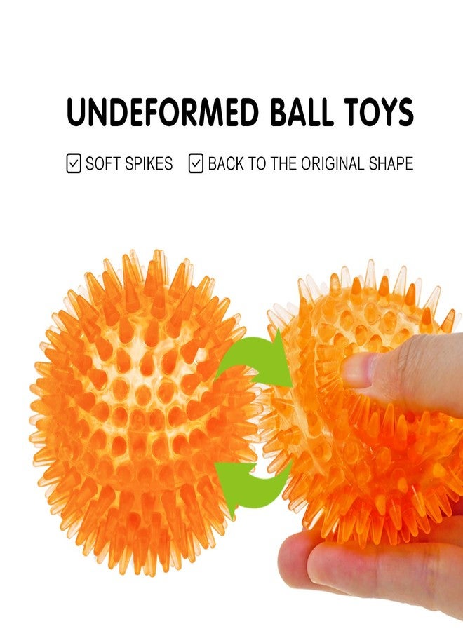 SHARLOVY Squeaky Balls for Dogs Small, Fetch Balls Rubber 3 Pack Bright Colors, TPR Puppy Dog Toys, Squeaky Spike Chew Toys for Small Puppy - Image 4