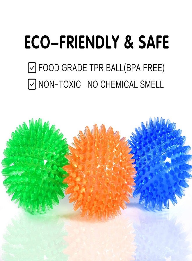 SHARLOVY Squeaky Balls for Dogs Small, Fetch Balls Rubber 3 Pack Bright Colors, TPR Puppy Dog Toys, Squeaky Spike Chew Toys for Small Puppy - Image 2