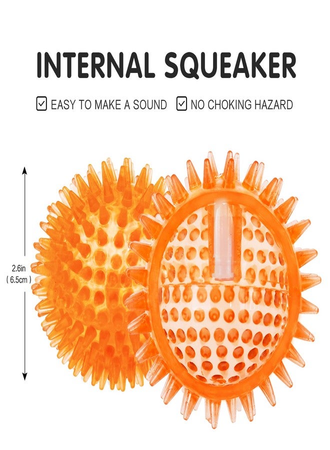 SHARLOVY Squeaky Balls for Dogs Small, Fetch Balls Rubber 3 Pack Bright Colors, TPR Puppy Dog Toys, Squeaky Spike Chew Toys for Small Puppy - Image 3