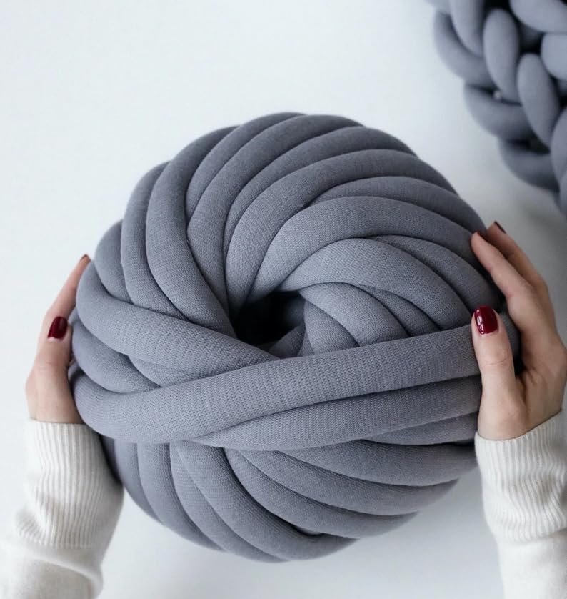 Arm Knitting Yarn for Chunky Yarn Giant Tubular Crochet Making Blanket DIYHand Knitting Braided Knot Throw Washable Tube Bulky for Weave Craft CrochetDarkgray 055lb