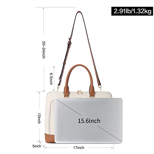 CLUCI Leather Briefcase for Women 15.6 Inch Laptop Business Computer Ladies Stylish Work Handbags Shoulder Bag Vintage Brown - Image 3