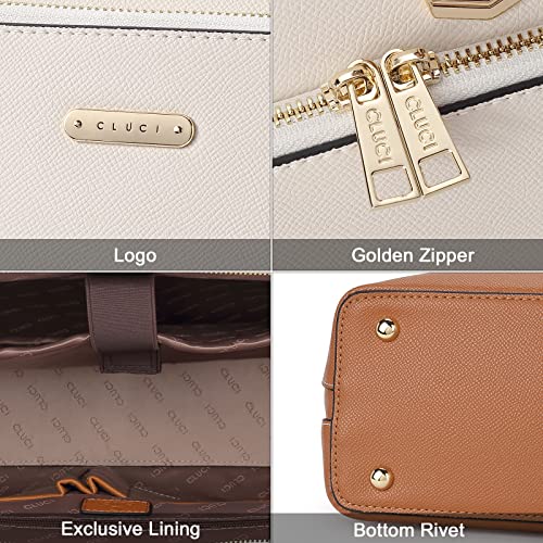 CLUCI Leather Briefcase for Women 15.6 Inch Laptop Business Computer Ladies Stylish Work Handbags Shoulder Bag Vintage Brown - Image 5