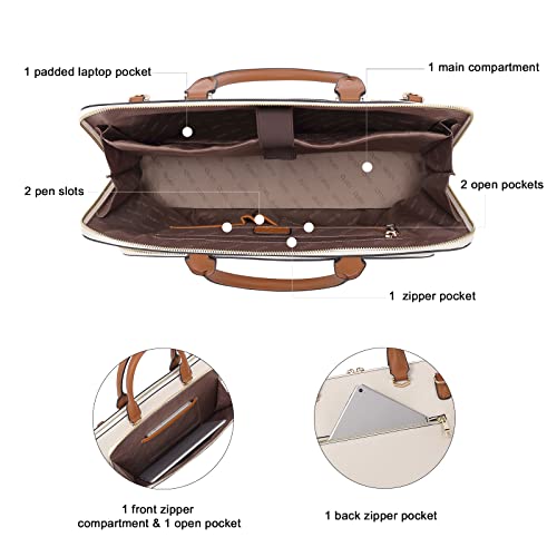 CLUCI Leather Briefcase for Women 15.6 Inch Laptop Business Computer Ladies Stylish Work Handbags Shoulder Bag Vintage Brown - Image 4