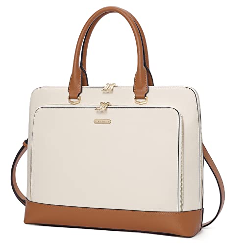 CLUCI Leather Briefcase for Women 15.6 Inch Laptop Business Computer Ladies Stylish Work Handbags Shoulder Bag Vintage Brown - Image 1