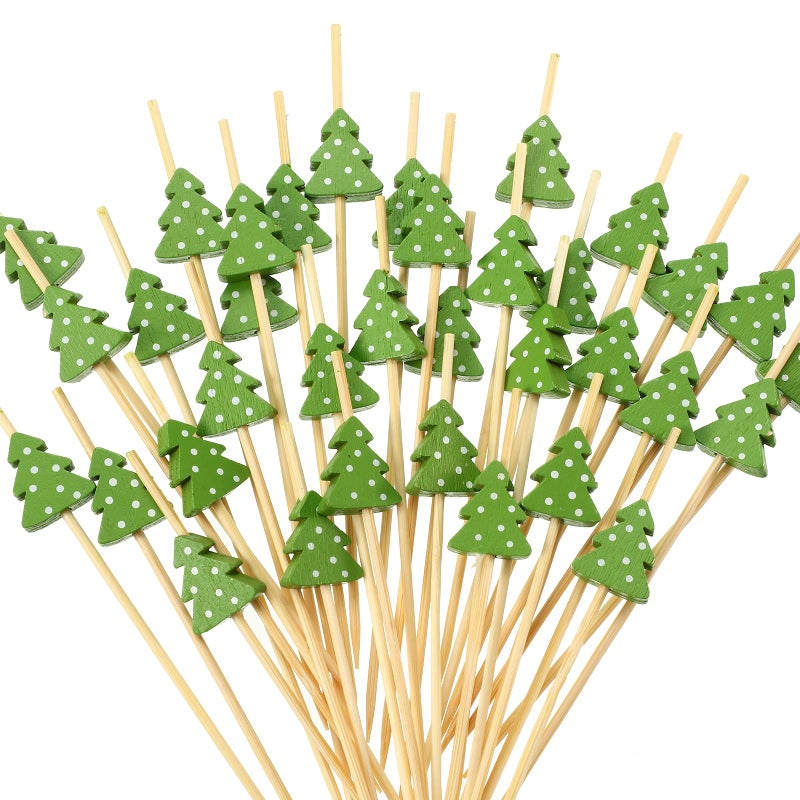 100 pcs Christmas Tree Cocktail Picks 47 Long Christmas Toothpicks for Appetizers Xmas Tree Party Picks Bamboo Toothpicks Skewers Decorative Sandwich Fruit Sticks for Xmas Party Appetizer Supplies