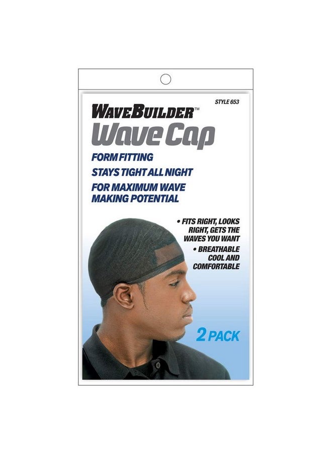 Wavebuilder Wave Cap | Promotes Healthy And Uniform Hair Waves, Black, 2 Count  - Image 1