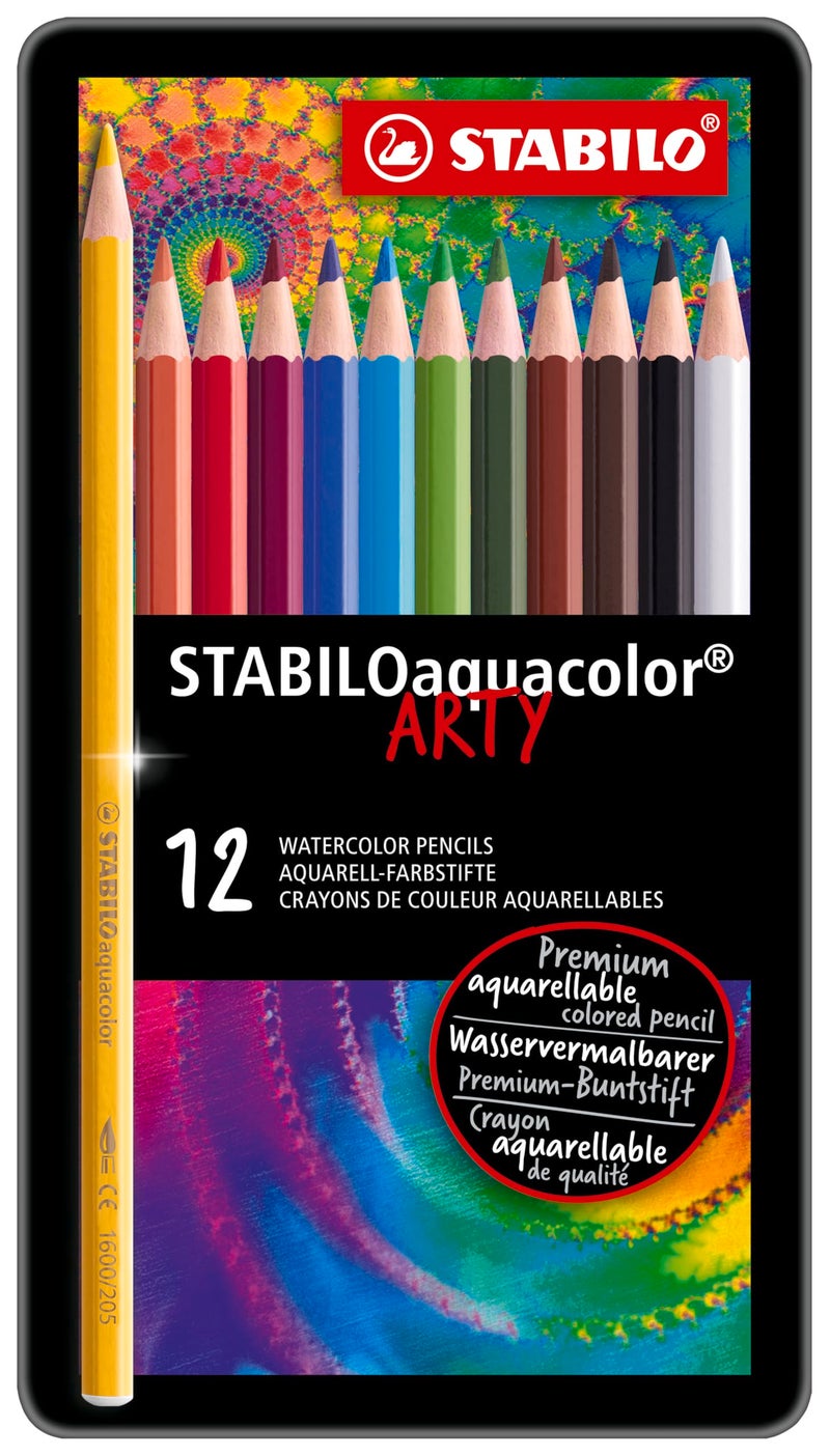 STABILO Aquarellable Coloring Pencil - STABILOaquacolor - Tin of 12 - Assorted Colors - Image 2