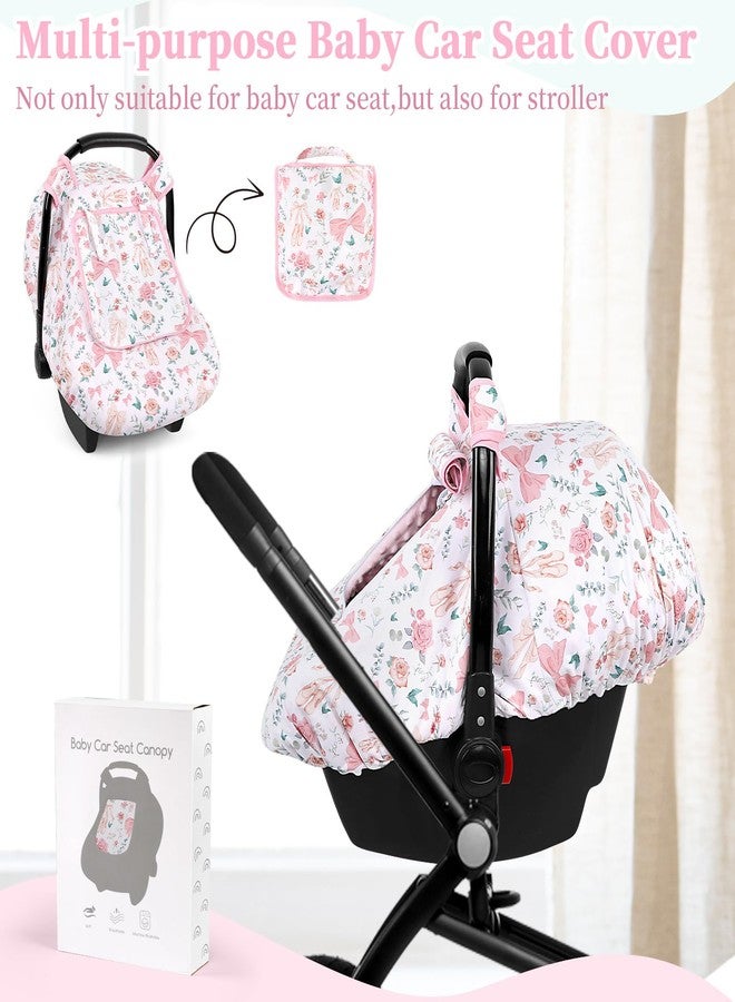 GFU Baby Car Seat Cover Winter, Windproof Carseat Covers for Newborn with 2 Layers Window, Pink Flowers Infant Car Seat Canopy for Girls with Minky Dot Backing, Keeps Babies Warm and Cozy - Image 4