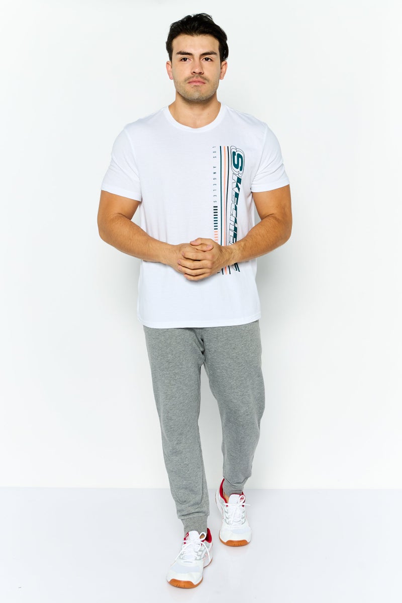 SKECHERS Men Sportswear Fit Short Sleeves Outdoor T-Shirt, White Combo  - Image 2