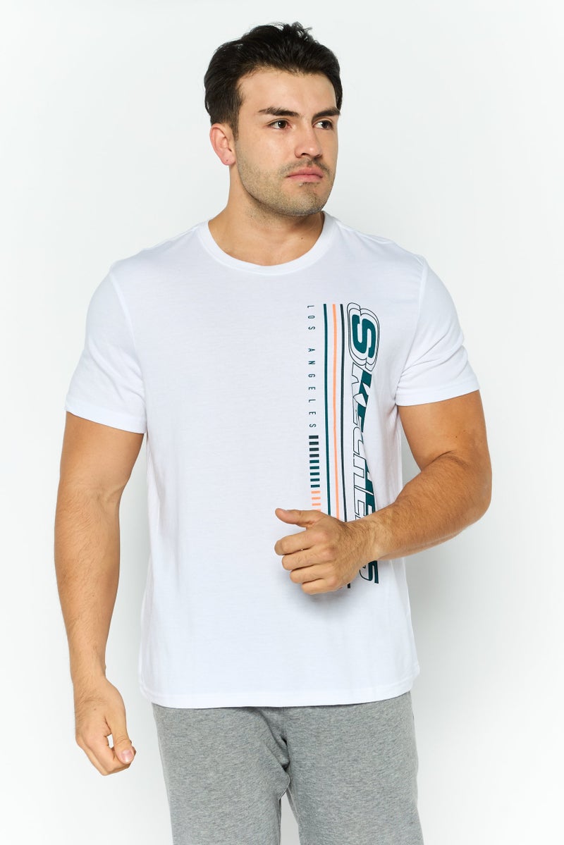 SKECHERS Men Sportswear Fit Short Sleeves Outdoor T-Shirt, White Combo  - Image 1