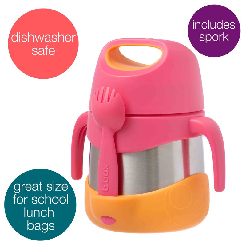 b.box Insulated Food Jar with Spork for Toddlers | Easy Open Container for Toddlers | Stainless Steel, 5hrs + of Perfect temperatures | Dishwasher Safe, BPA Free (Strawberry Shake, 11 oz) - Image 4