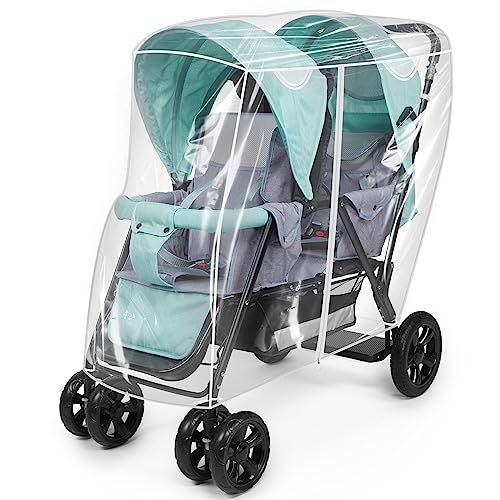 PAHTTO Double Stroller Rain Cover Waterproof Weather Shield for Tandem Double Stroller Twins Stroller Cover for RainWindSnowColdDust Childseat Stroller Weather Shield Baby Outdoor Accessories - Image 1