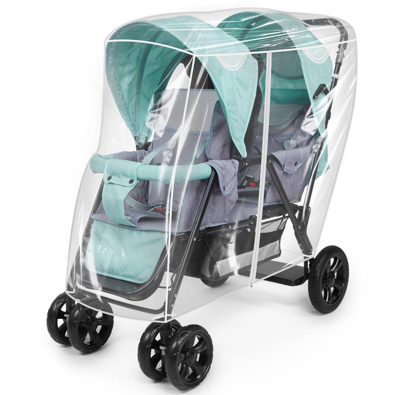 PAHTTO Double Stroller Rain Cover Waterproof Weather Shield for Tandem Double Stroller Twins Stroller Cover for RainWindSnowColdDust Childseat Stroller Weather Shield Baby Outdoor Accessories - Image 3