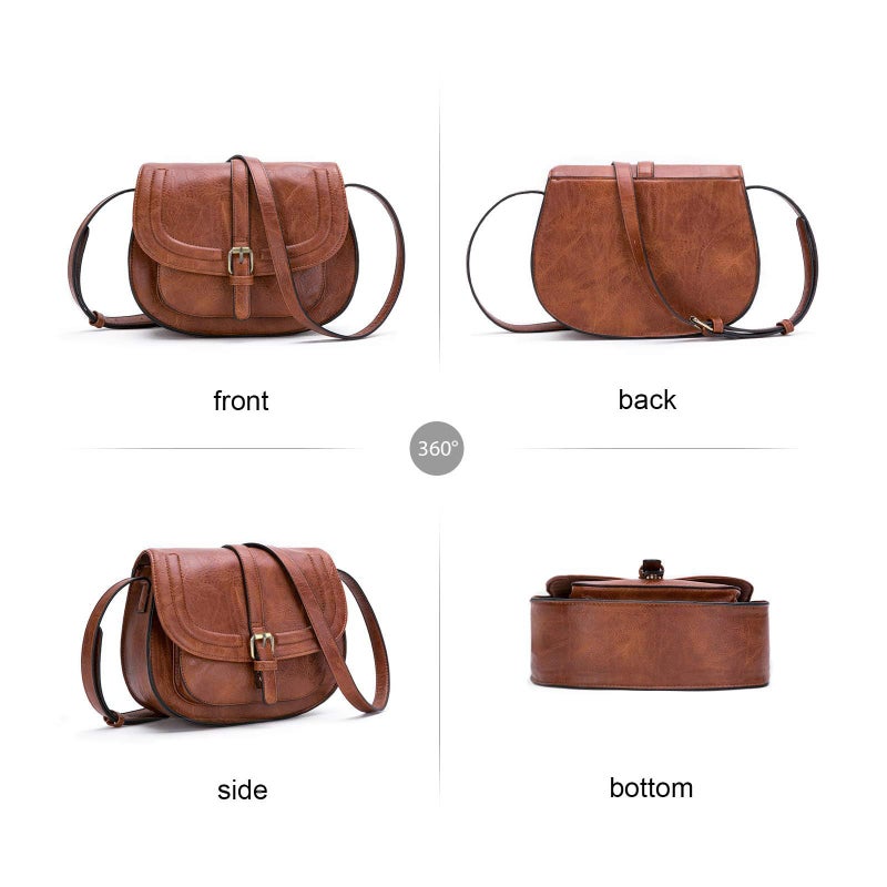 AFKOMST Crossbody Bags for Women,Small Saddle Purse and Boho Cross Body Handbags,Vegan Leather - Image 4