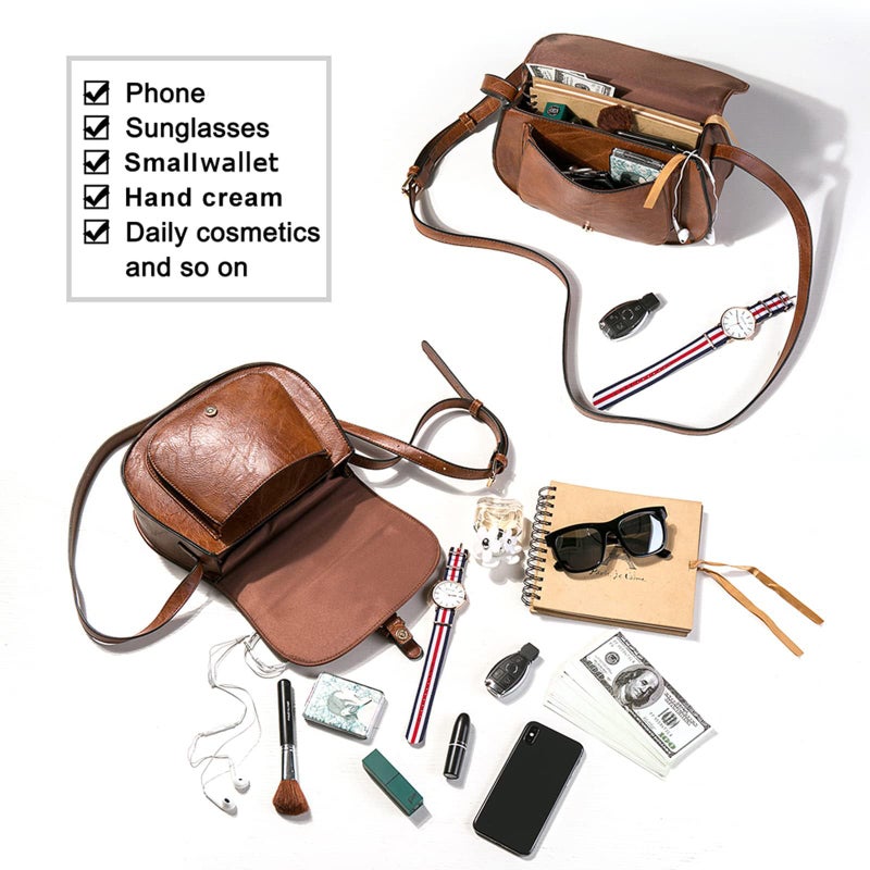 AFKOMST Crossbody Bags for Women,Small Saddle Purse and Boho Cross Body Handbags,Vegan Leather - Image 5