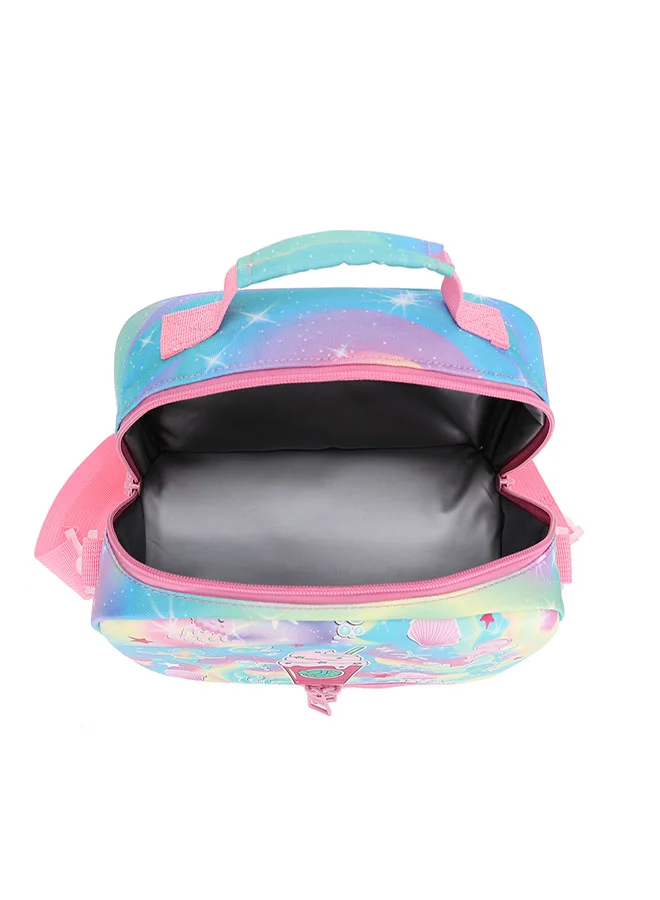 CUBS Mermaid Frappe Print Waterproof double decker lunch bag with removable shoulder strap carrying your favorite meals to school, work or while traveling