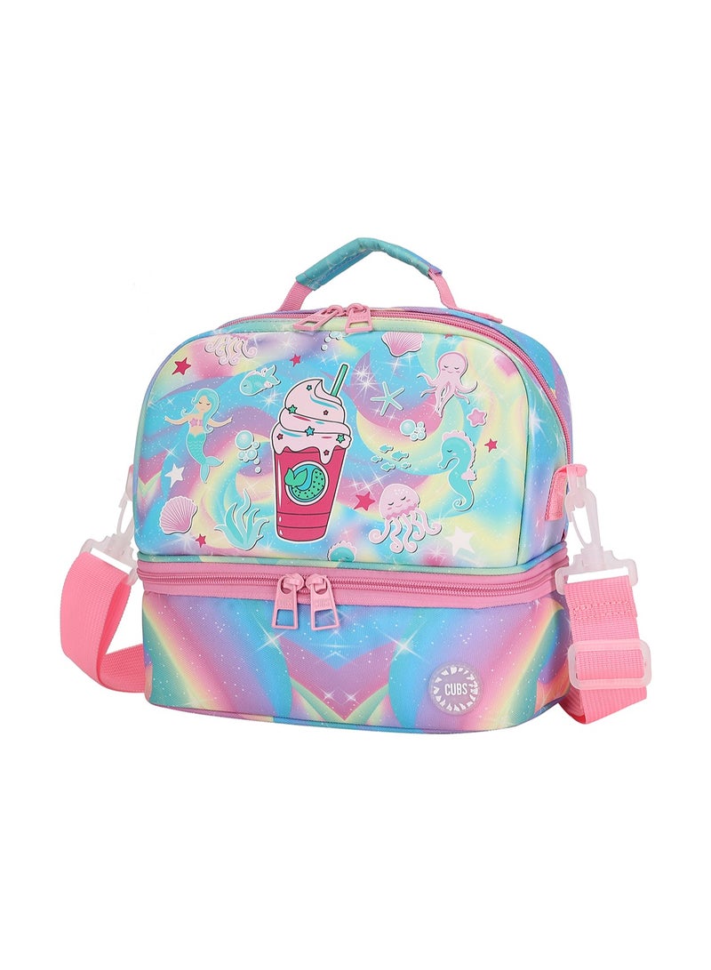 كابز حقيبة غداء مزدوجة مقاومة للماء بطبعة حورية البحر مع حزام كتف قابل للإزالة - Image 2