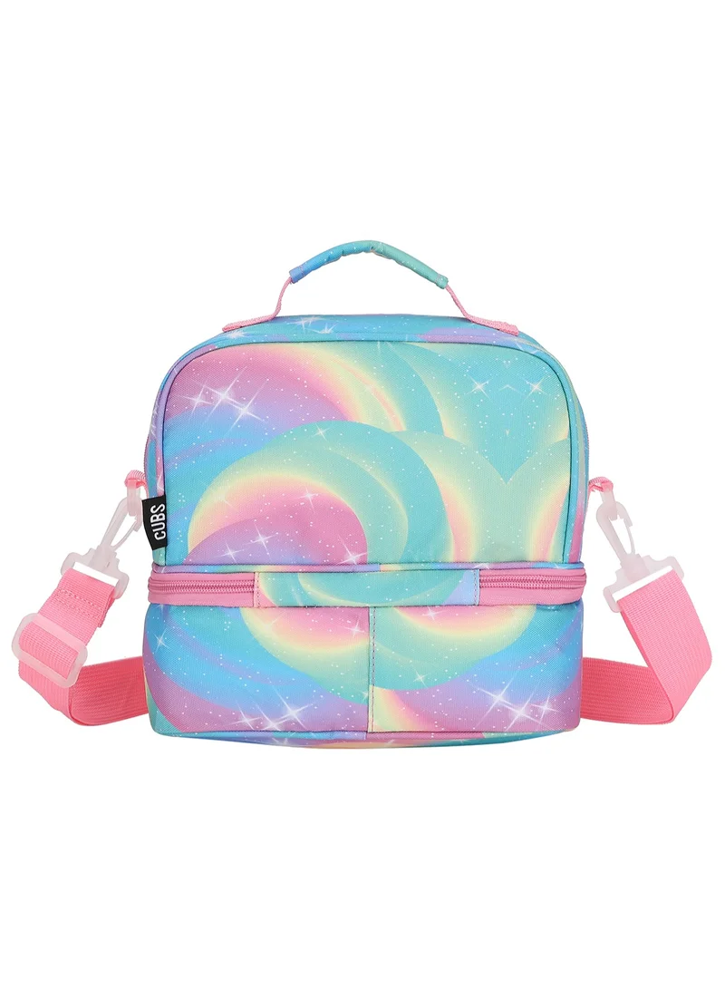 CUBS Mermaid Frappe Print Waterproof double decker lunch bag with removable shoulder strap carrying your favorite meals to school, work or while traveling