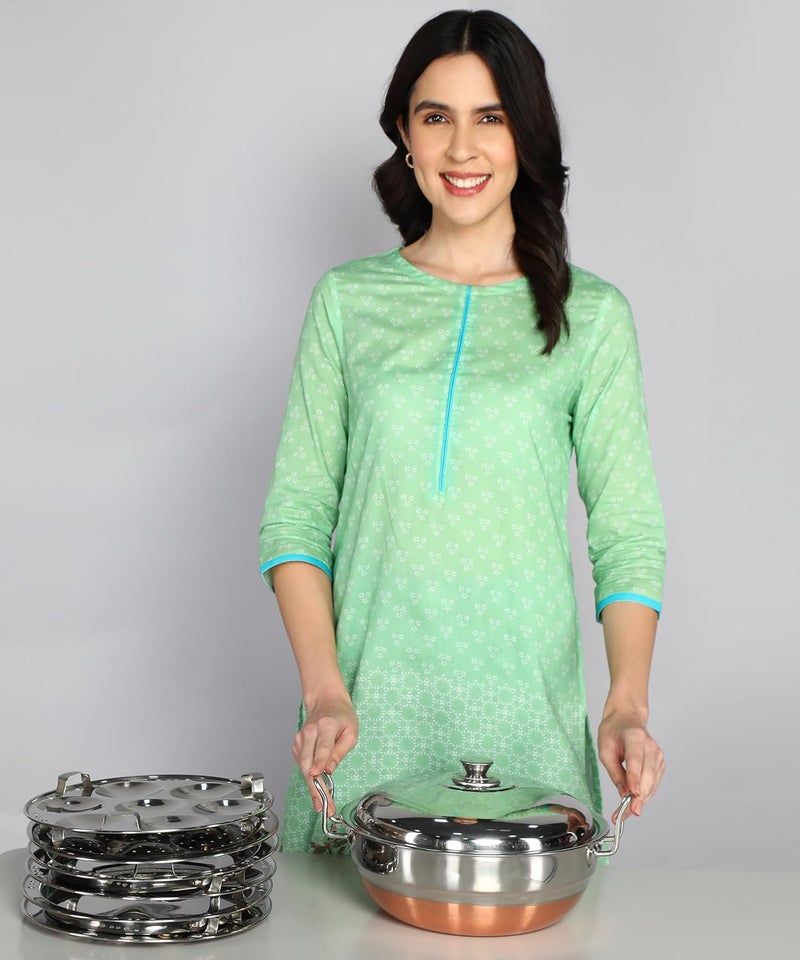 WayMore Black Pearl Plus Hard Anodised 6 Pcs Multi Kadai with Stainless Steel Lid2 Idli Plates2 Dhokla Plates 1 Patra Plate Induction Compatible - Image 1