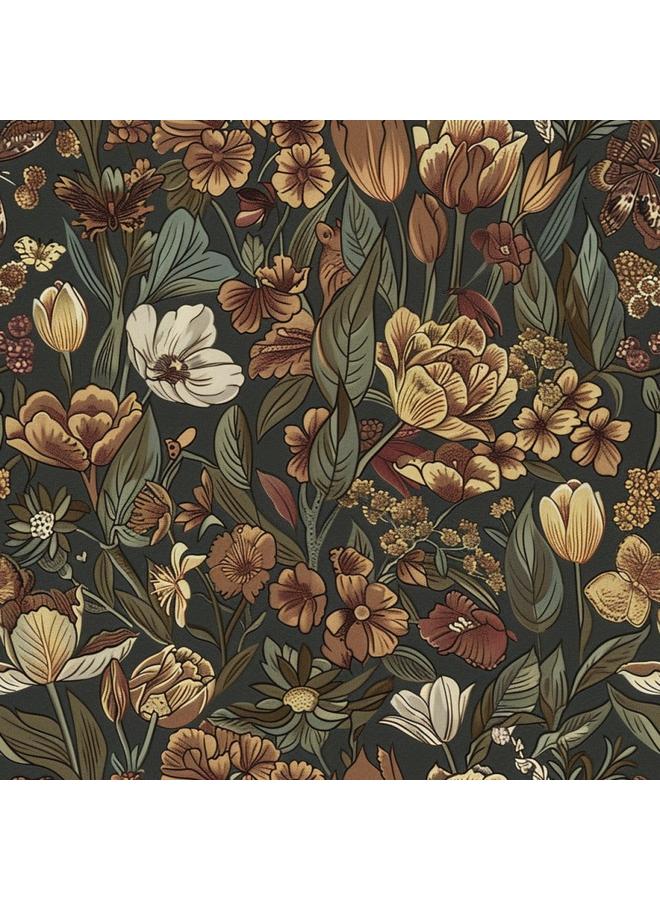 Bluejw Retro Plant Flower Wallpaper TV Background Wall High-end Furniture Stickers Refurb Stickers Thickened Wallpaper - Image 1