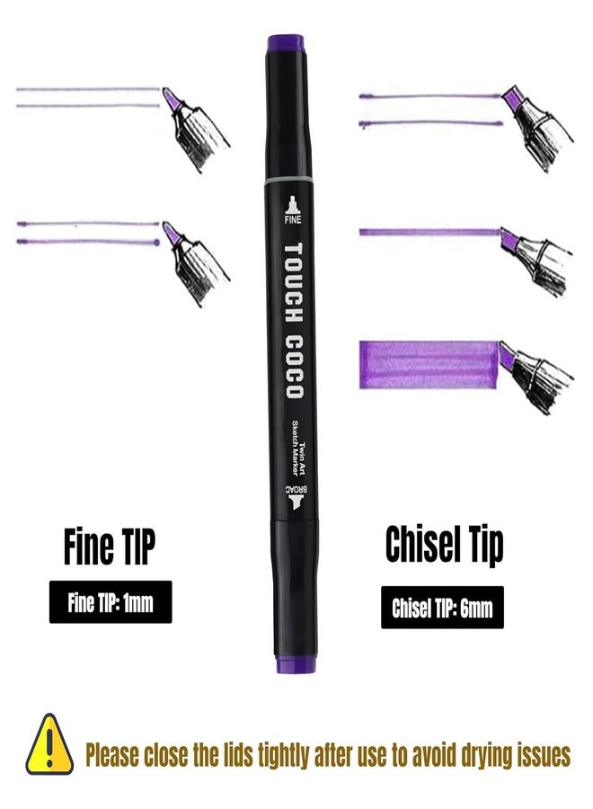 Brille Bee Dual Tip Colorful Art Markers Sketch Pens 24 Colors With Carrying Case For Painting Sketching Calligraphy Drawing -Twin Head Permanent Colouring Marker Pens For Kids Adult, Multicolor (24 Colour Pen) - Image 3