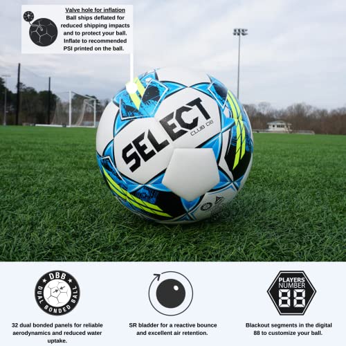 Select Club DB V22 Soccer Ball, White/Blue, Size 5 - Image 5