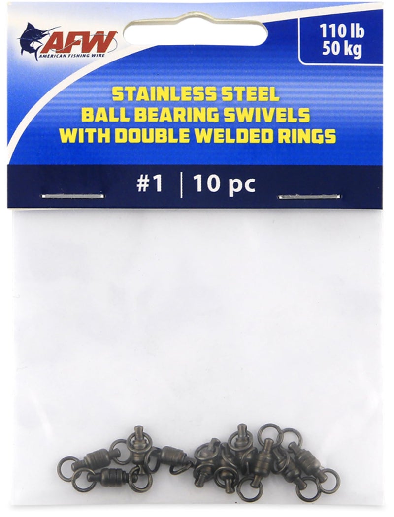 AFW Stainless Steel Ball Bearing Swivels with Double Welded Rings Size 1 110 lb TestGunmetal Black 10 pc - Image 2