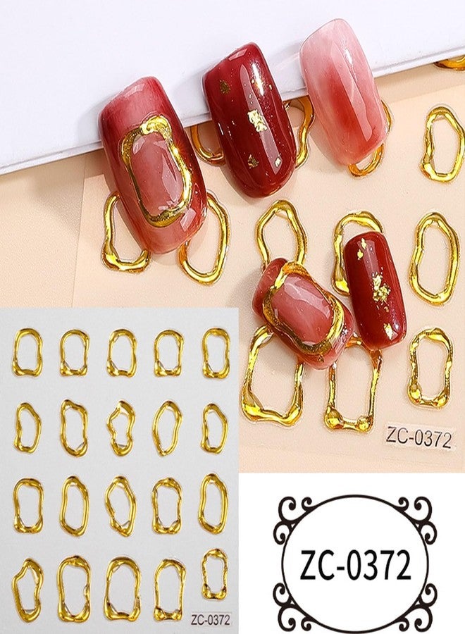 SPLOCUDU 8 Sheets Gold Irregular Geometric Nail Stickers 5D Crystal Soft Glue Nail Art Stickers Decals Self Adhesive Stickers for Nails Designs Women Nail Accessories - Image 2