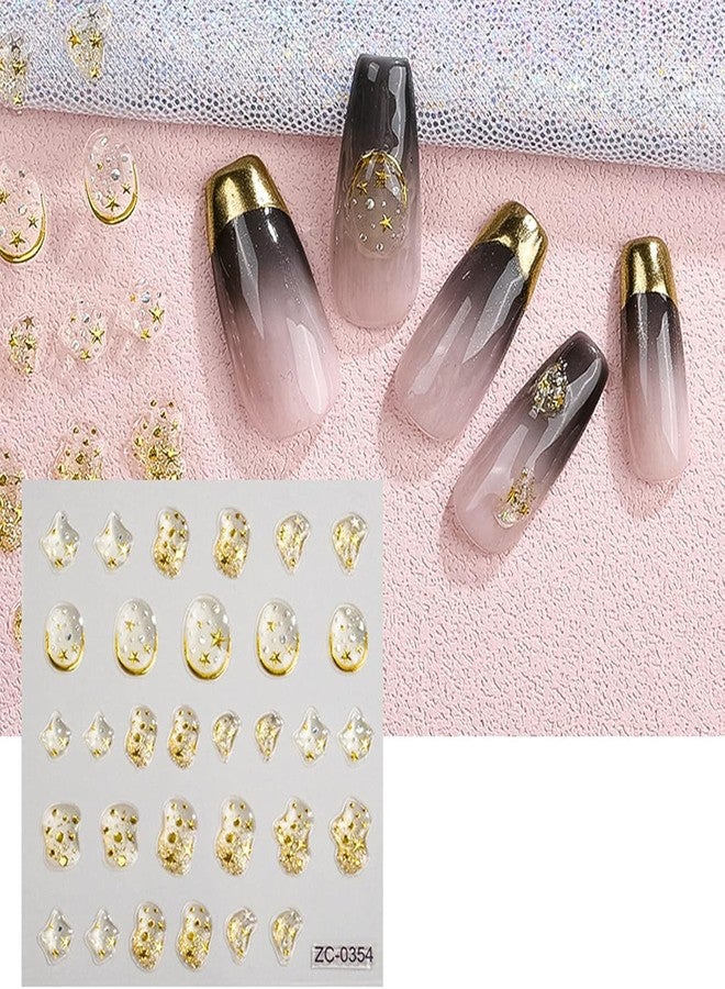 SPLOCUDU 8 Sheets Gold Irregular Geometric Nail Stickers 5D Crystal Soft Glue Nail Art Stickers Decals Self Adhesive Stickers for Nails Designs Women Nail Accessories - Image 5