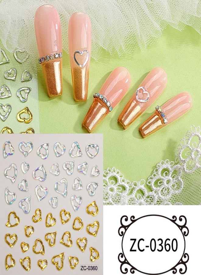 SPLOCUDU 8 Sheets Gold Irregular Geometric Nail Stickers 5D Crystal Soft Glue Nail Art Stickers Decals Self Adhesive Stickers for Nails Designs Women Nail Accessories - Image 3