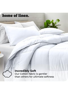Home of linens Cotton - Plain - Heavy Comforter - 2.8Kgs - Down Alternative Filling - (For Matress 100cm/120cm) - Size (180cm x 240cm) - White  - Image 2