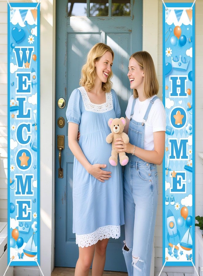 Woosytoo Welcome Home Baby Boy Banner Decorations Welcome Baby Porch Sign Banner It's a Boy Door Cover for Boys Gender Reveal Party Baby Shower Supplies Indoor Outdoor - Image 3