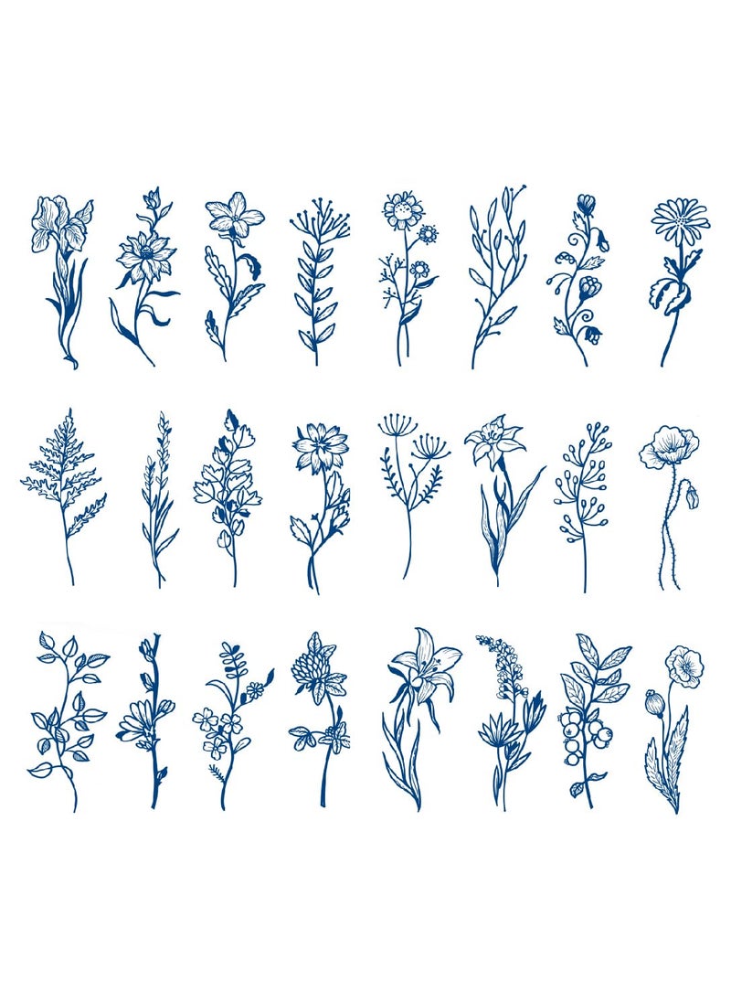 Oottati 6 Sheets Semi Permanent Waterproof Temporary Tattoos Small Tiny Cute Flowers Leaf, Lasts 1-2 Weeks, Realistic Look, No Adhesive, No Reflection Adult Body Art Stickers Adult Body Art Stickers 