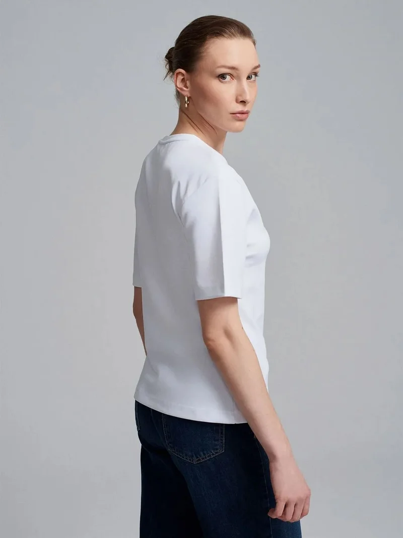ديلفين DILVIN Women's Crew Neck Short-sleeve Jersey T-shirt