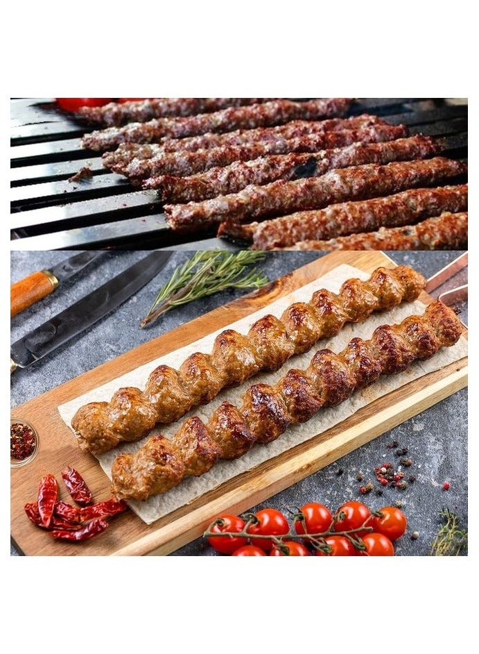 6pc Flat Stainless Steel Skewers - Turkish Barbecue Skewers, Heavy Duty Reusable Skewers, for Grilling  Outdoor Cooking - Perfect Gift for BBQ Enthusiasts - Image 3