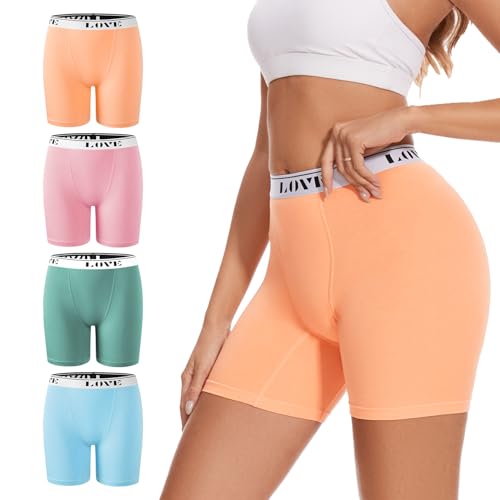 ALLBASE Womens Boxer Briefs Soft Modal High Waisted Boy Shorts Underwear for Women Anti Chafing Undershorts Multicolor Medium Pack of 4 - Image 5