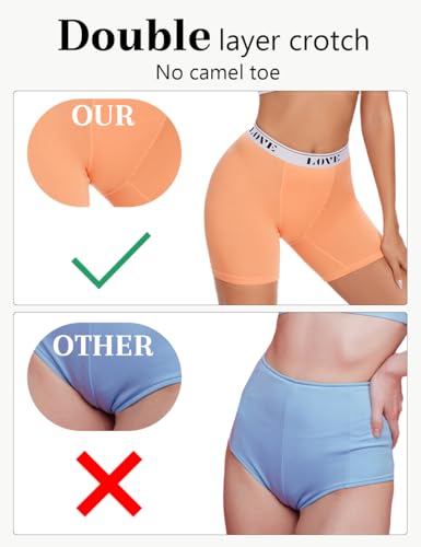 ALLBASE Womens Boxer Briefs Soft Modal High Waisted Boy Shorts Underwear for Women Anti Chafing Undershorts Multicolor Medium Pack of 4 - Image 3