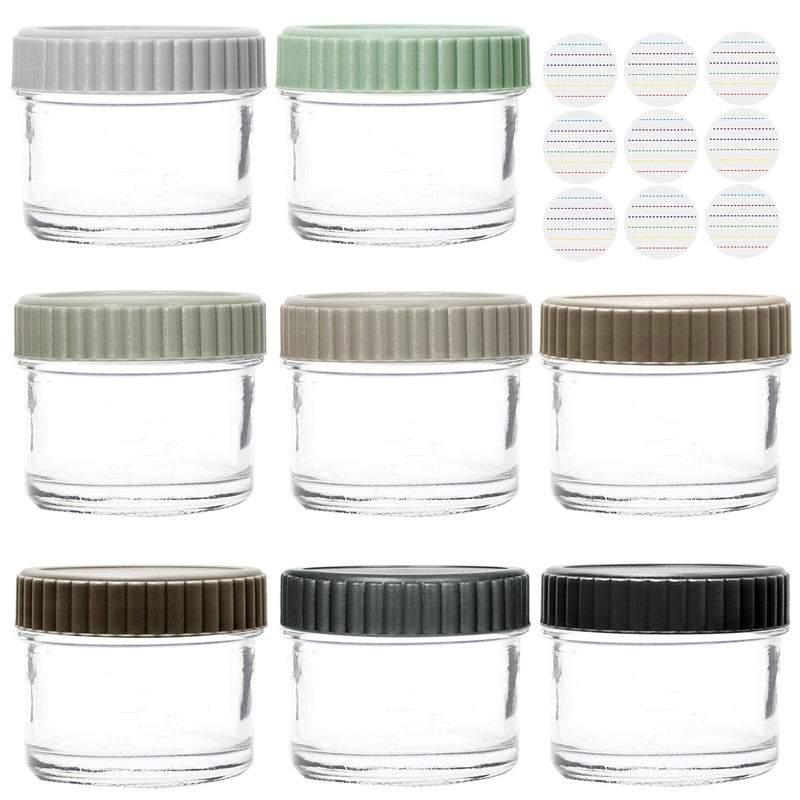 Youngever Glass Baby Food Storage 4 Ounce Stackable Baby Food Glass Containers with Airtight Lids Glass Jars with Lids 8 Urban Colors 8 Sets