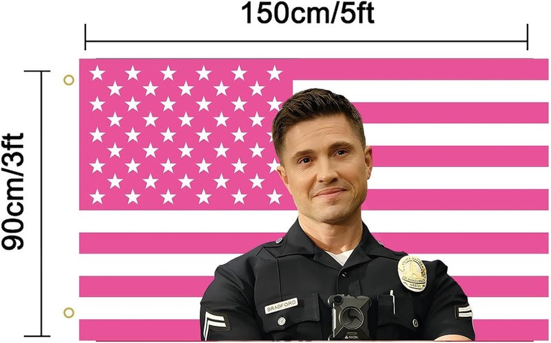 MAGJIUKE Tim Bradford American The Rookie Flag Wall Tapestry,Pink Eric Winter Wall Hanging Decor for Bedroom,3x5 Ft - Image 2