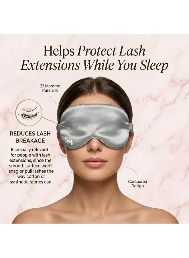 Silk Me  Silk Me 100% Pure Mulberry Silk Sleep Mask - Eye Mask for Women/Man with stretchable band - Blackout Sleep Mask - 3D shape for added comfort (Silver Grey)  | Best Price UAE