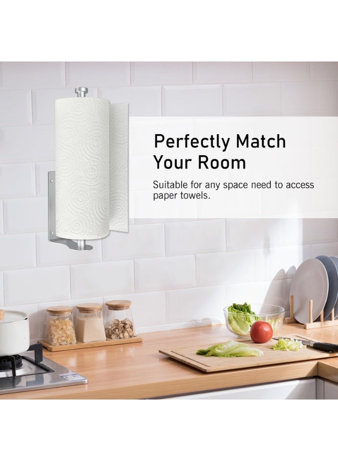 هومستر حامل المناشف الورقية للمطبخ الخالي من الحفر، خزانة حامل المناشف الورقية هي عملية بيد واحدة مع مخمد قابل للضبط. مناشف ورقية مقطورة من نوع مثبت بالحائط، مناسب للمطبخ والحمام، مع لاصق أو برغي، فضي، 11.9 بوصة - Image 3